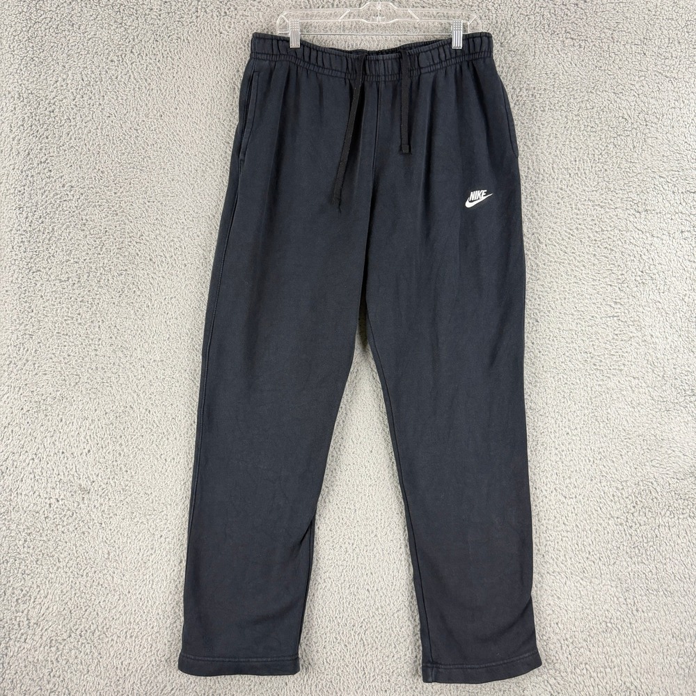 Nike Sportswear Club Fleece Pants Mens XL Black Open Hem Straight Leg BV2707-010